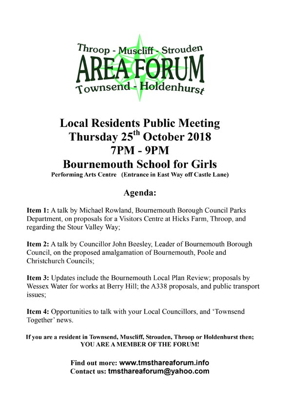 TMSTH Area Forum Agenda 25th October 2018