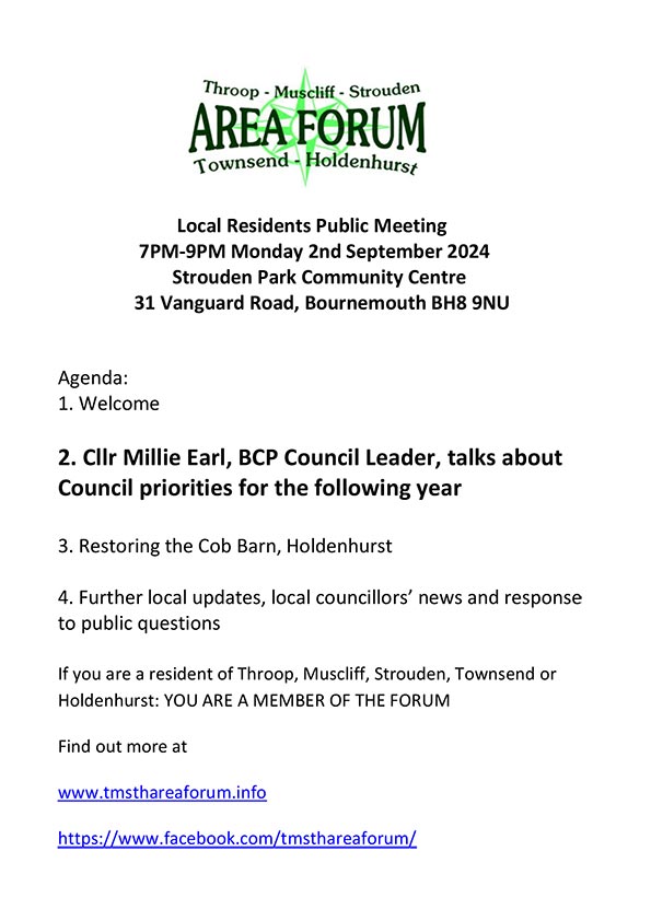 TMSTH Area Forum Agenda 2nd September 2024